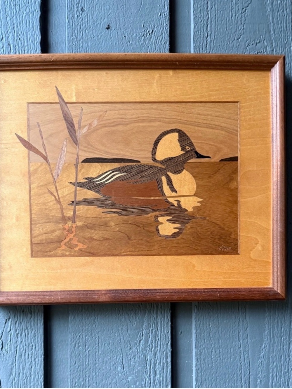 Wood Inlay Duck Wall Art - Natural Brown
